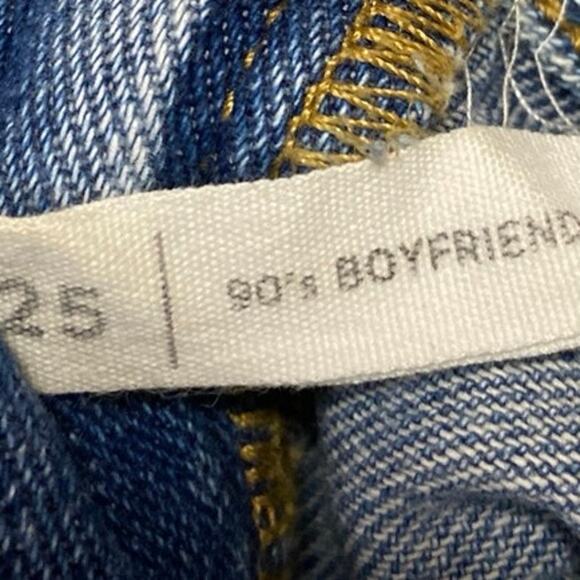 Pacsun 90's Boyfriend Blue Distressed High Waisted Straight Denim Jeans Pants 25 - Picture 5 of 6